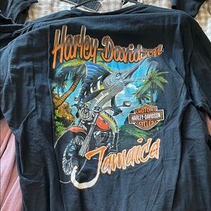 Harley-Davidson Jamaica Black Tee with Orange Logo